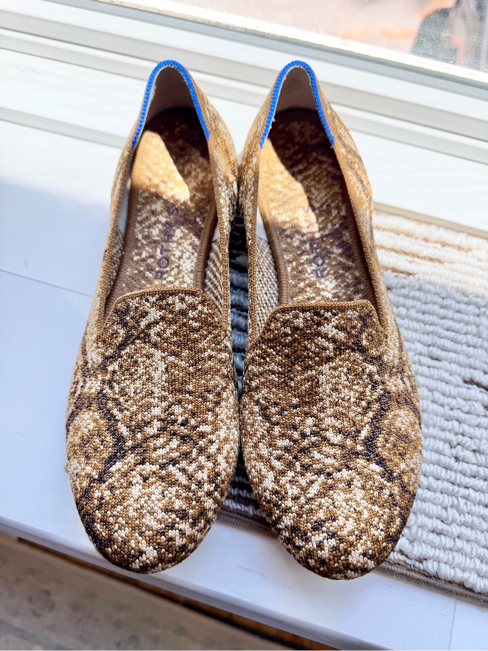 Rothy's The Loafer Bronze Python Knit Flats Size 8 Slip On - Picture 2 of 8